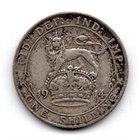 1914 Great Britain 1 Shilling Silver Coin