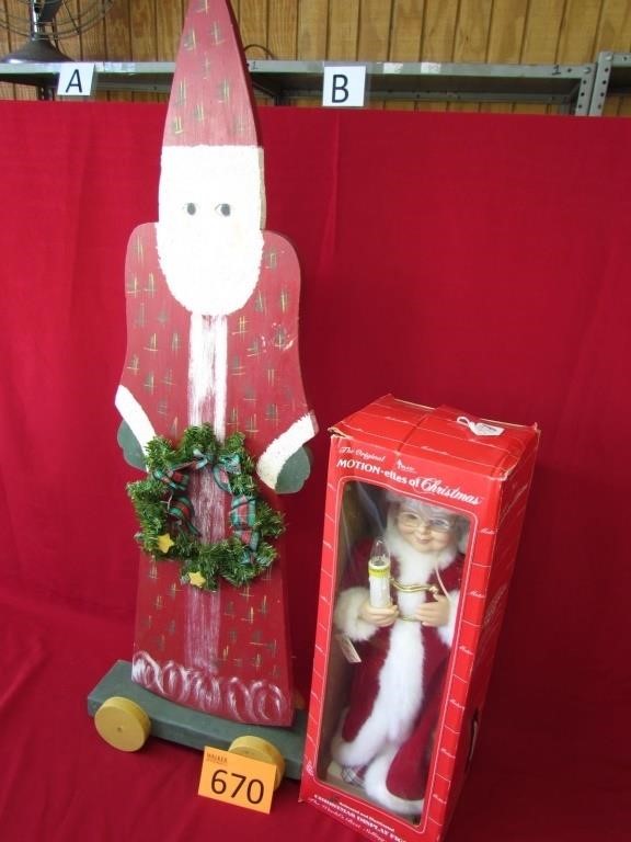 38" Tall Wood Santa Clause and Mrs. Clause