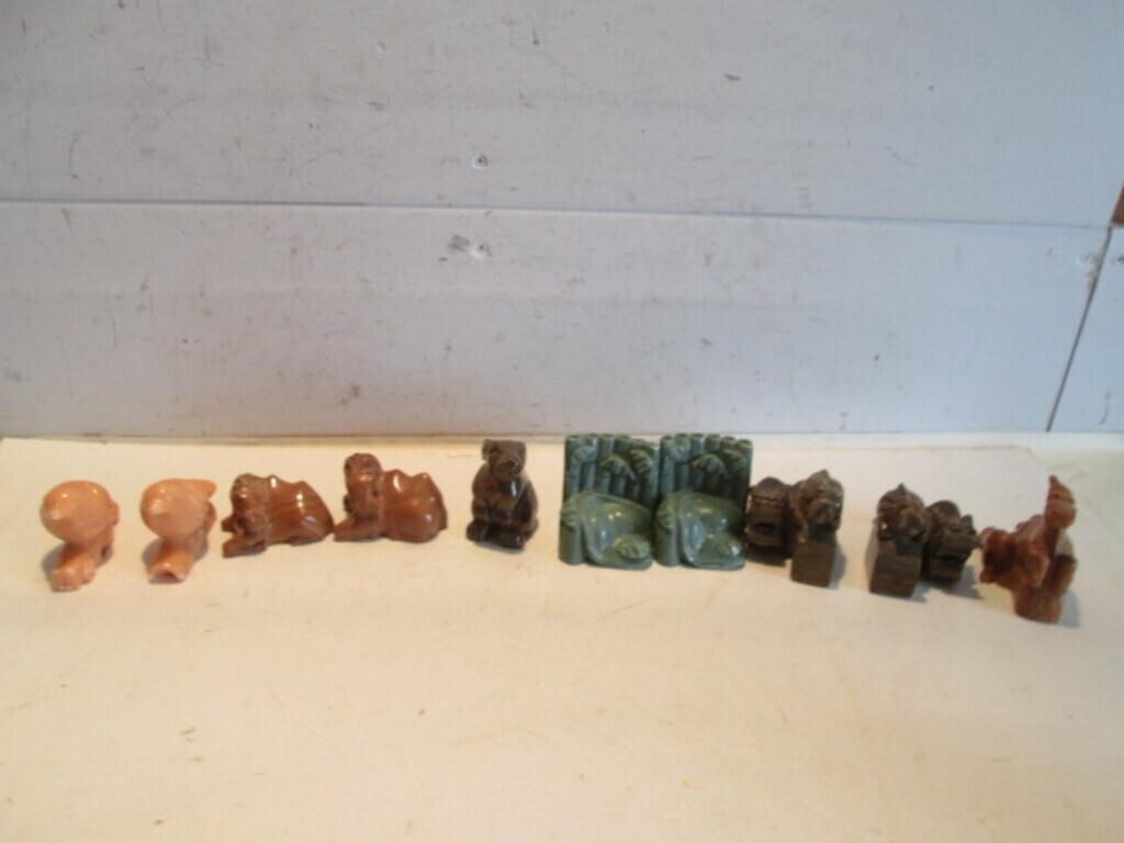COLLECTION OF CARVED STONE FIGURES, ANIMALS
