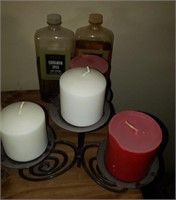 Candle Holder W/ 4 Candles, Liquid Potpourri