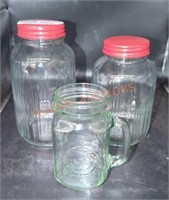 vintage glass jar lot for storage and drinking