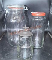 Lot of 3 glass storage container jars
