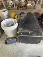 Vintage trunk, motor , misc