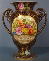 Hand painted Spode china twin handle vase C:1820