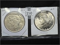 (2) 1922, 1923 D Peace Dollar
