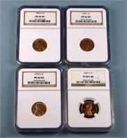 (4) NGC Graded MS66+ Lincoln Cents