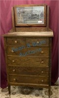original finish oak highboy dresser with