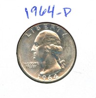 1964-D Washington Uncirculated Silver Quarter