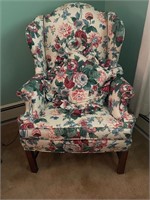 Wing Back Cabbage Roses Floral Chair