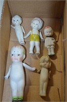 5 PCS SMALL BISQUE DOLLS, MADE IN JAPAN