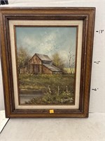 Signed Framed Painting  - Barn