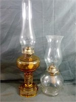 Vintage Oil Lamps Includes Amber Glass Base and