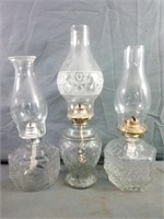 Great Assortment of Vintage Clear Glass Oil Lamps