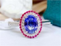 1.5ct Cornflower Blue Sapphire Ring 18K Gold