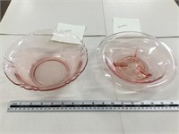2 Heisey pink glass bowls