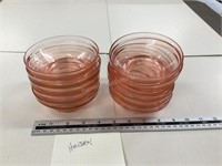 11 Heisey pink glass dishes