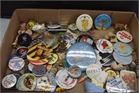 Assortment of Pinback Buttons, Lapel Pins, etc