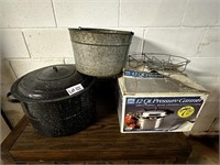 Galvanized Pail, Pressure Canner, Misc