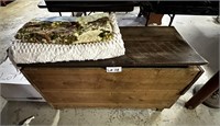 Vintage Wooden Storage With Quilt & Bedspread