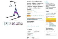 W8123  Medical Trapeze Bar Set 1000 lb. - Bed Mob