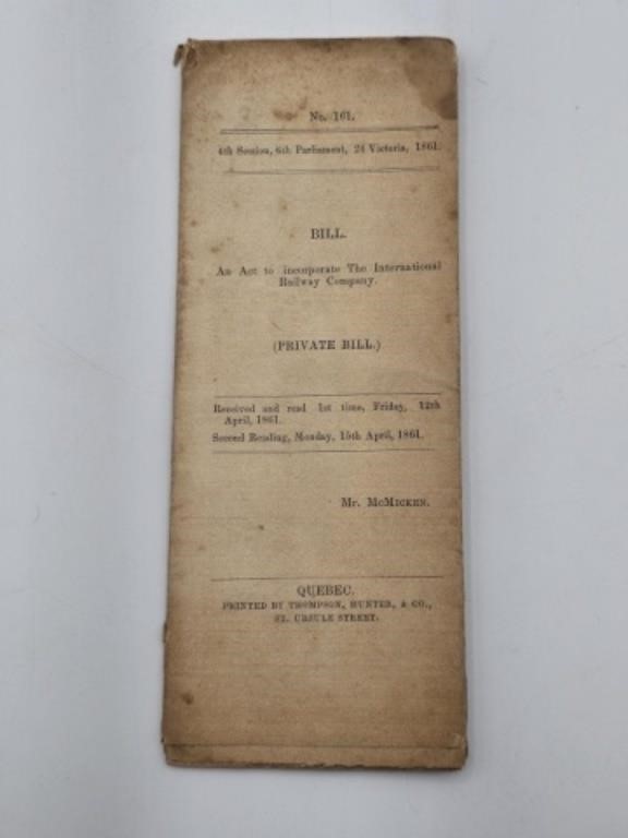 "RARE" 1861 RAILROAD DEED FROM NIAGARA FALLS