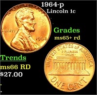 1964-p Lincoln Cent 1c Grades Gem+ Unc RD
