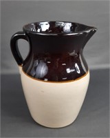 Vintage Brown and Cream USA Pottery Pitcher Jug