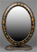 American Painted & Inlaid Toleware Mirror