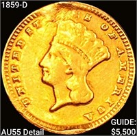 1859-D Rare Gold Dollar CLOSELY UNCIRCULATED