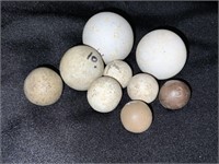 9 Rare Antique Clay Marbles of Different Sizes