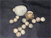 Antique French Clay Marbles & Shooters