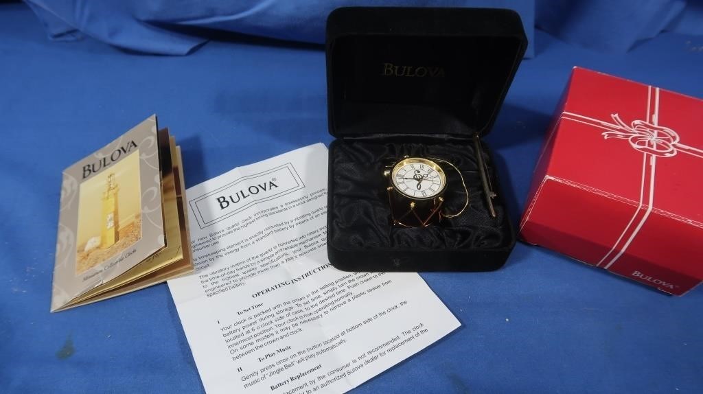 Bulova Bass Drum Brass Miniature Clock