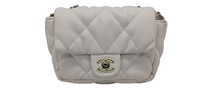 CC White Quilted Soft Leather Half-Flap Purse