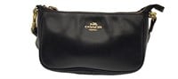 Coach Black Flat Grain Leather Rounded Purse