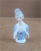 Vtg Porcelain Half Doll / Pin Cushion Doll