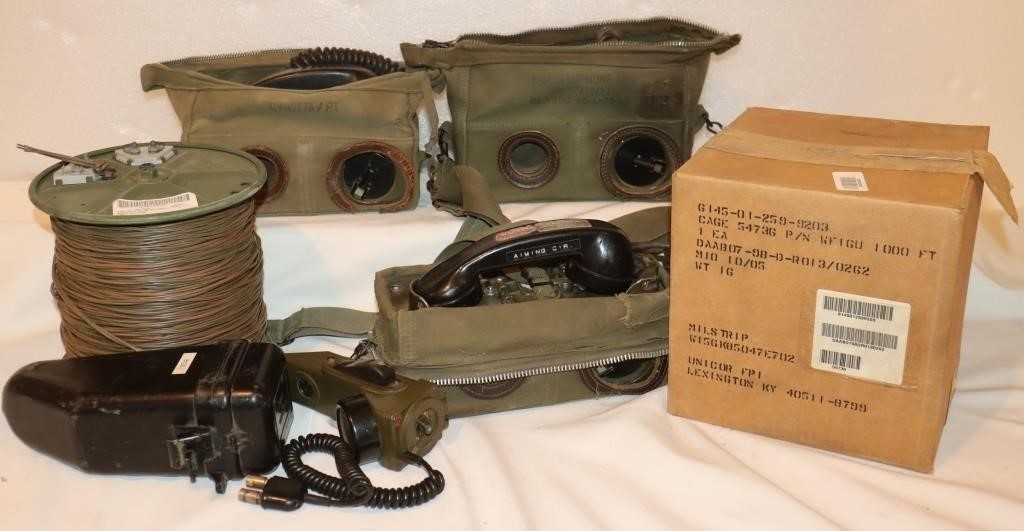 4 Military Field Telephones & 1,000 WD1 Wire