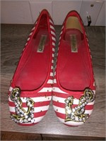 Naughty Monkey Red & White Flats Shoes HB76