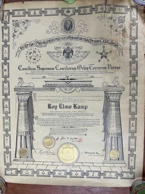 $$$ Antique 33 Degree Masonic 1923 Concilium