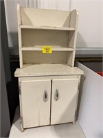 WHITE PAINTED ANTIQUE CHILDS KITCHEN CABINET 38"
