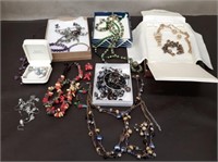 Box Assorted Costume Jewelry- Necklaces, Earrings.