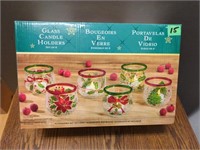 6 GlassChristmas  Candle Holders