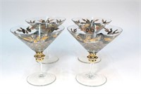 Set of four leaded crystal etched 6" martini