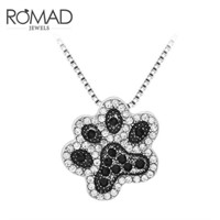 ROMAD Crystal Animal Paws Necklace Black and White
