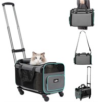 Rolling Pet Carrier with Wheels, Foldable Airline