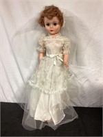 C8) vintage bride doll she stand approximately 24