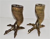 Brass Claw Talons Candle Holders 6" High