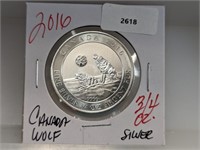 2016 3/4oz .999 Silv Canada Wolf $2