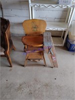 Wood high chair & step ladder