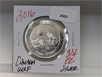 2016 3/4oz .999 Silv Canada Wolf $2