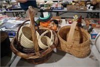 COLLECTION OF WICKER BASKETS, ONE IS BUTT BASKET